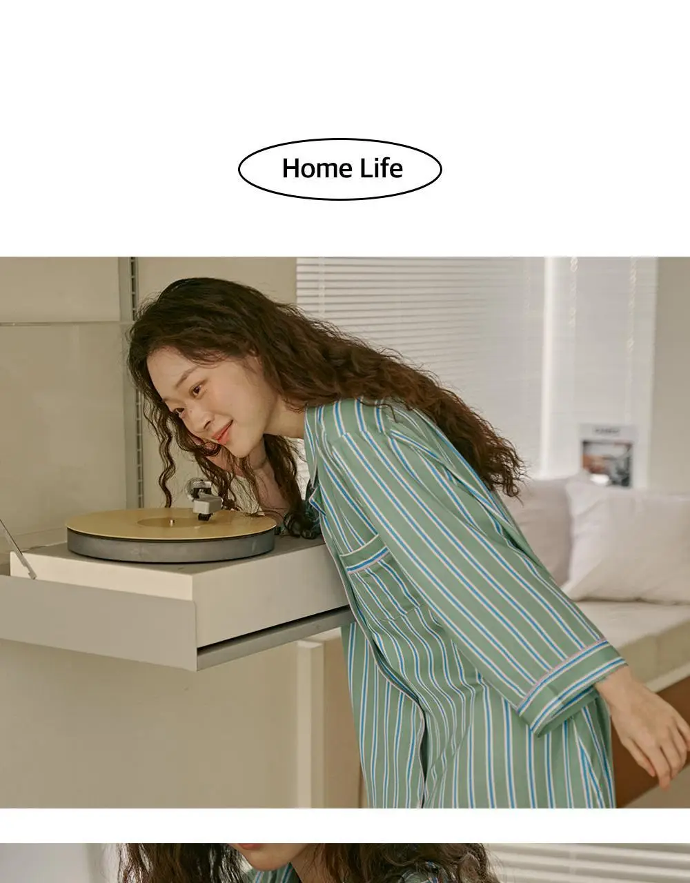 보웰 [BWTZ] 데이오프 비스코스 100% 파자마 원피스 그린스트라이프 상세페이지 26